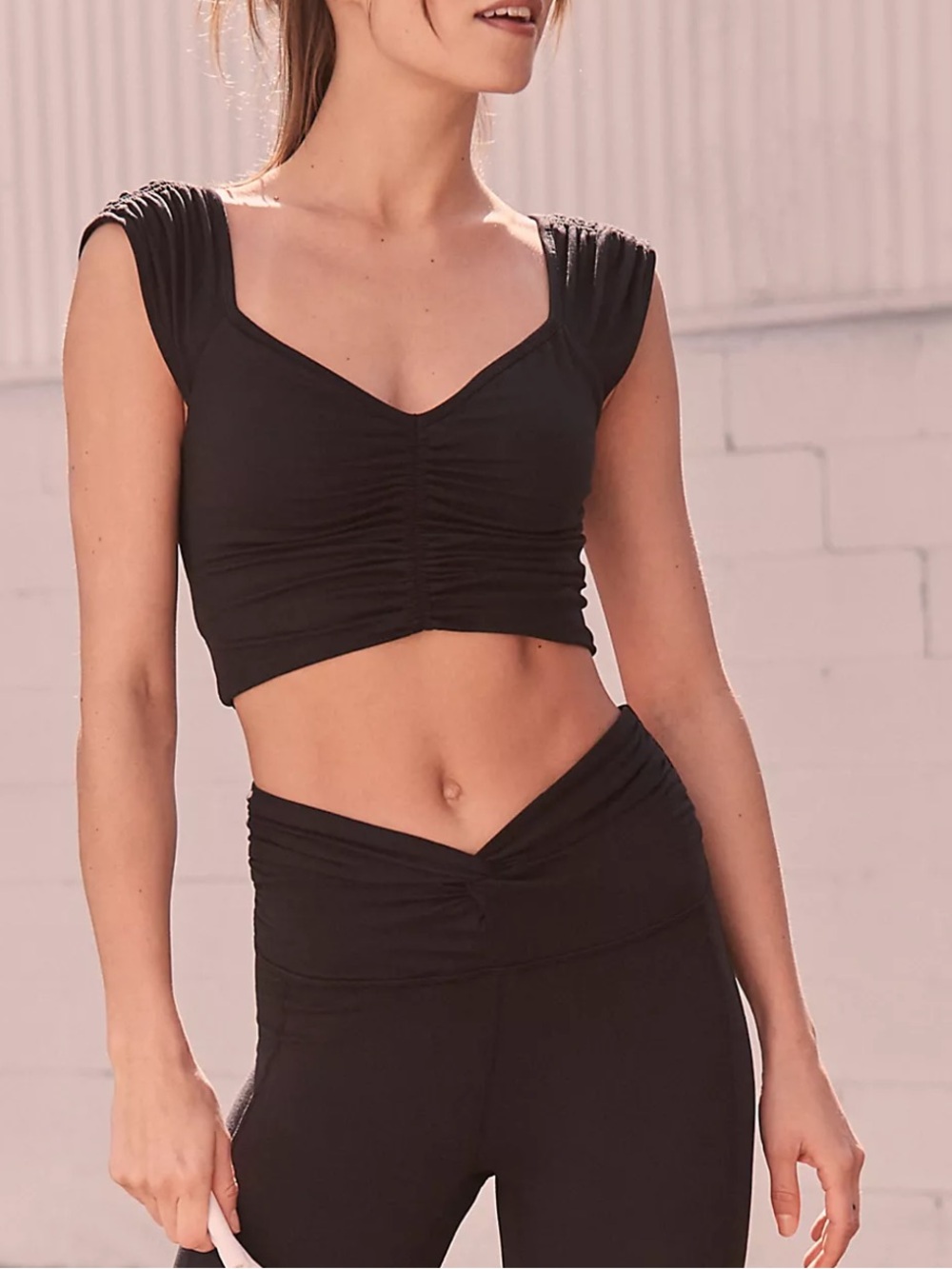 Free People Movement Breathe Deeper Crop Tank Black Small